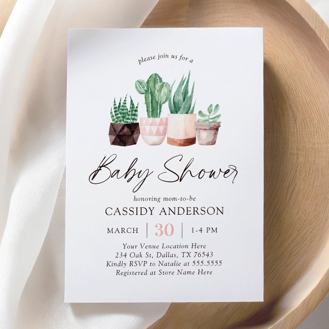 Boho Cactus succulent Baby Shower Einladung (Von Creator hochgeladen)