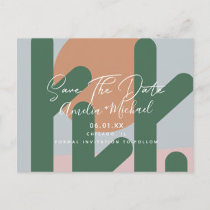 Boho Cactus Sun Save the Date Postcard Postkarte