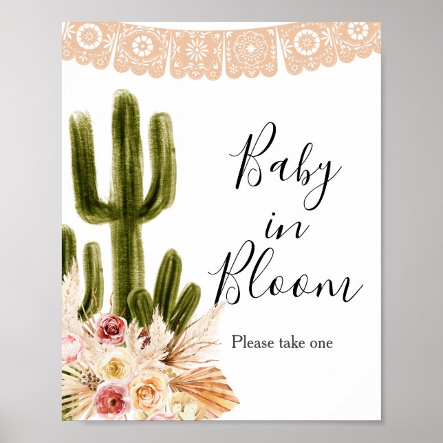 Boho Cactus Taco Bout Baby in Bloom Sign Poster (Vorne)
