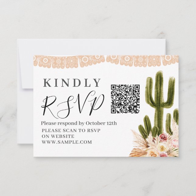 Boho Cactus Taco Bout Liebe Baby Shower Rsvp Card Dankeskarte (Vorderseite)