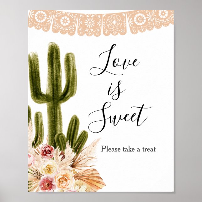 Boho Cactus Taco Bout Liebe ist ein süßes Zeichen Poster (Vorne)