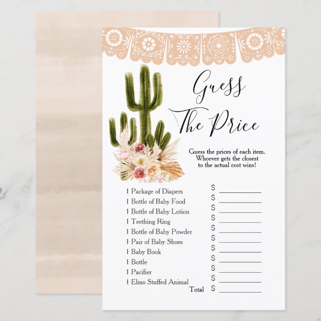 Boho Cactus Taco über Liebe Raten Sie den Preis Ga (Vorne/Hinten)