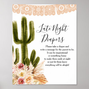 Boho Cactus Taco über Liebe Spate Night Diapers si Poster