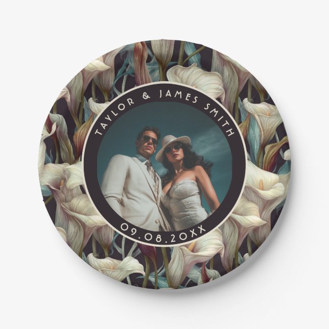 Boho Calle Lilies Teller für Bridge zum Party (Vorderseite)