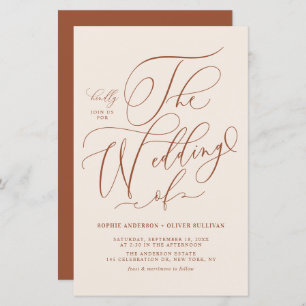 Boho Calligraphy Terracotta Wedding Einladung