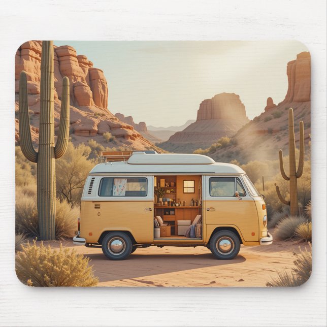 Boho Camper Van Wüstenprint Mousepad (Vorne)
