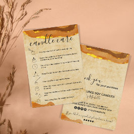Boho Candle Care Instructions Card Logo hinzufügen Visitenkarte