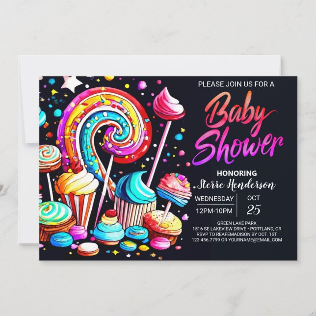 Boho Candy Sweet Celebration Baby Shower Einladung (Vorderseite)