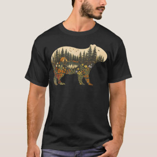Boho Capybara Pflanzen Wald Natur Wildblume T-Shirt
