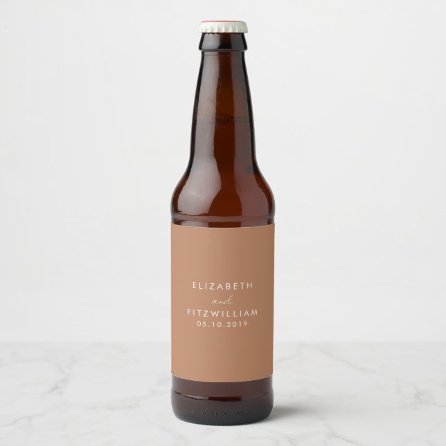Boho Caramel Mocha Wedding Bierflaschenetikett (Vorderseite)