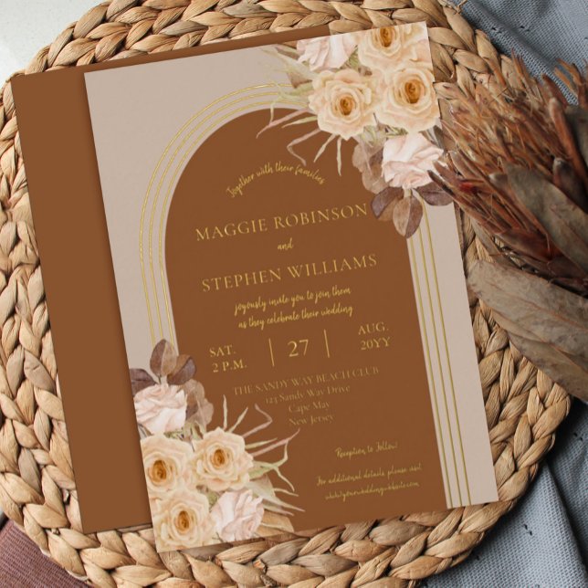 Boho Caramel Rose | Trockenrasen Folieneinladung (Von Creator hochgeladen)