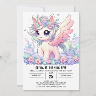 Boho Cartoon Unicorn Digital Geburtstag Einladung