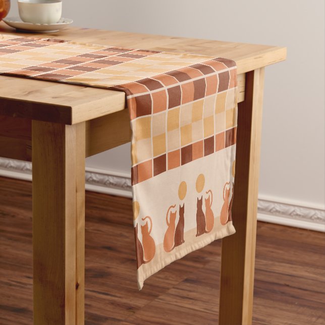 Boho Cats Sunset Wüste Kurzer Tischläufer (Beispiel)
