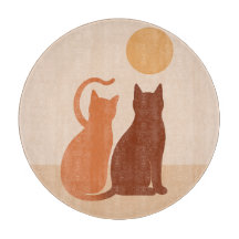 Boho Cats Sunset Wüste Round Cutting Board