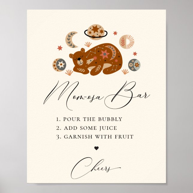 Boho Celestial Bear Mama-osa Bar Poster (Vorne)