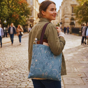 Boho Celestial Botanical Dusty Blue Canvas Accesso