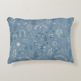 Boho Celestial Botanical Dusty Blue Gemütlich Dekokissen