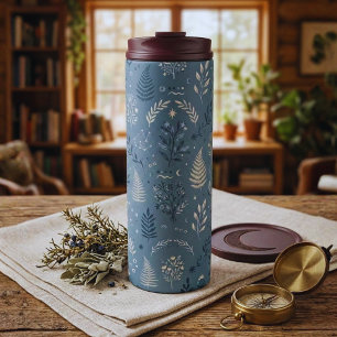 Boho Celestial Botanical Staubblauer Trinkglas Thermosbecher