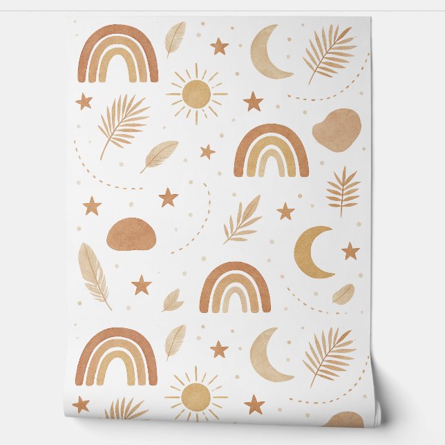Boho Celestial Kinderzimmer Wallpaper Tapete (Abrollen)