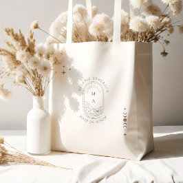 Boho Celestial Moon Star Monogram Holistic Wedding Tragetasche