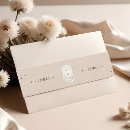 Boho Celestial Moon Stars Monogram Holistic Einladungsbanderole