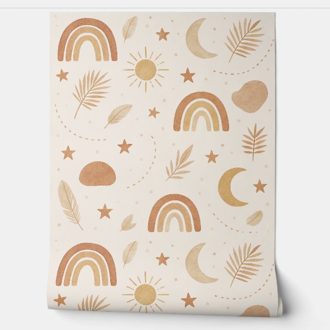 Boho Celestial Rainbow Kinderzimmer Wallpaper - Wa Tapete (Abrollen)