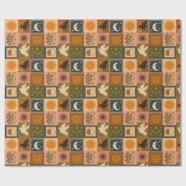 Boho Celestial | Retro Sun & Moon Geschenkpapier