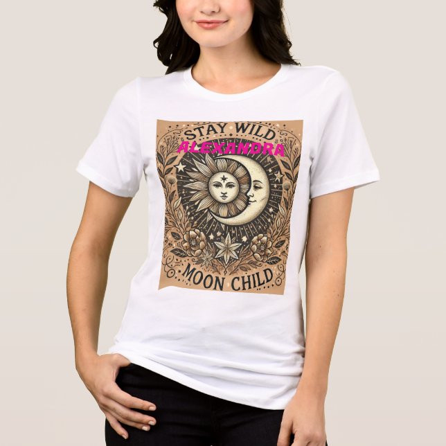 Boho Celestial "Shine moon Child" T - Shirt - Myst (Vorderseite)