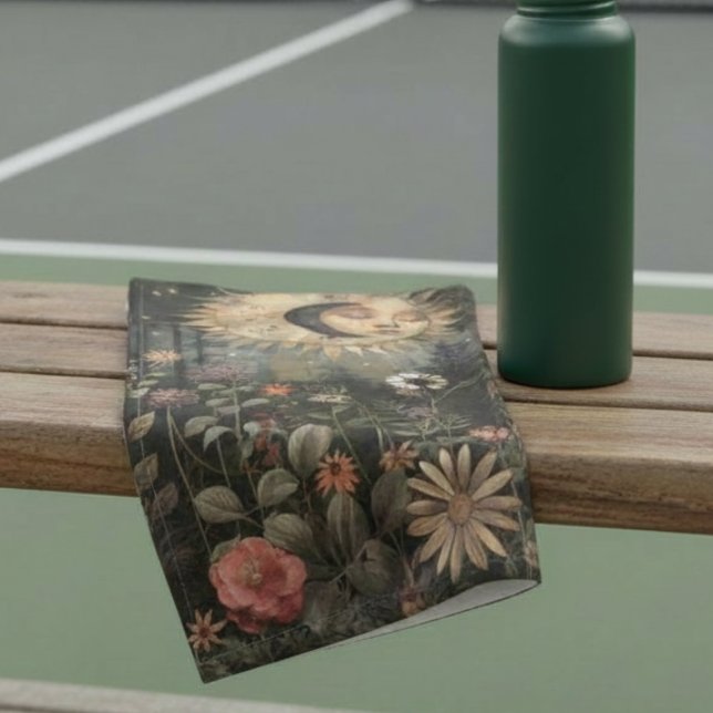Boho Celestial Sonne Mond Wildblumen Garten Sport  Handtuch (Von Creator hochgeladen)