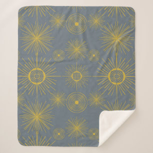 Boho Celestial Sonne Sterne Vintage Muster Sherpadecke