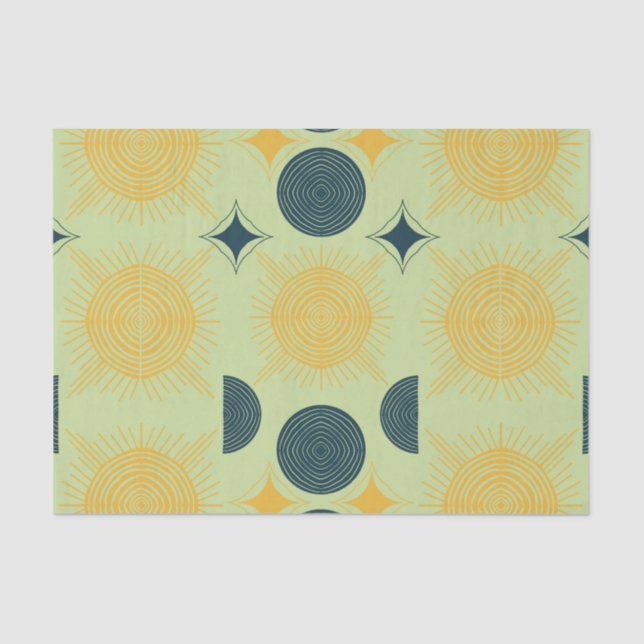 Boho Celestial Sun Moon Mint Seidenpapier (Vorderseite)