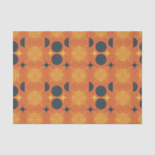 Boho Celestial Sun Moon Orange Pattern Seidenpapier