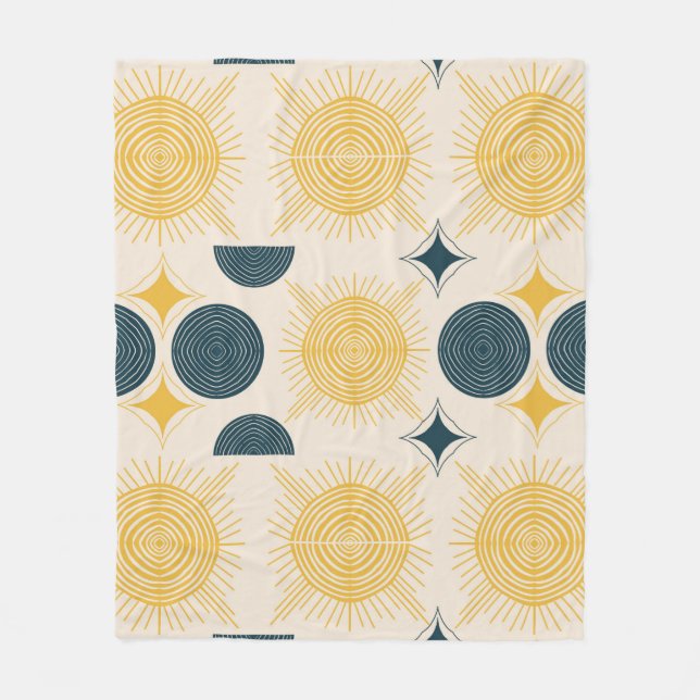 Boho Celestial Sun Moon Pattern Fleecedecke (Vorderseite)