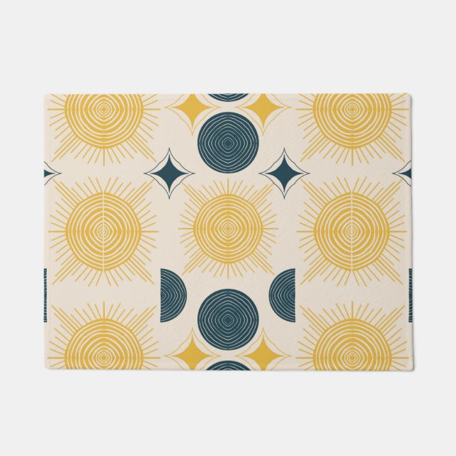 Boho Celestial Sun Moon Pattern Fußmatte (Vorderseite)