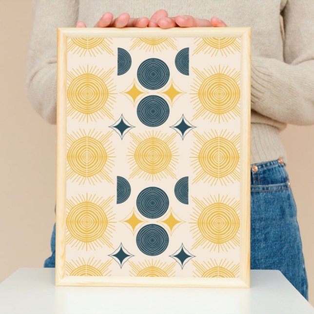 Boho Celestial Sun Moon Pattern Poster (Von Creator hochgeladen)