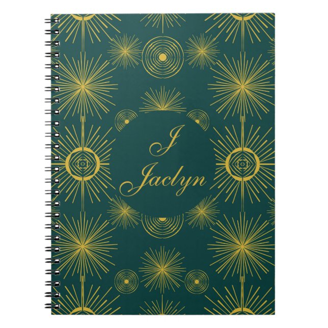 Boho Celestial Sun Stars Aquamarin Green Notizblock (Vorderseite)
