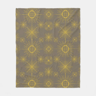 Boho Celestial Sun Stars Grau Muster Fleecedecke