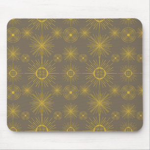 Boho Celestial Sun Stars Grau Muster Mousepad