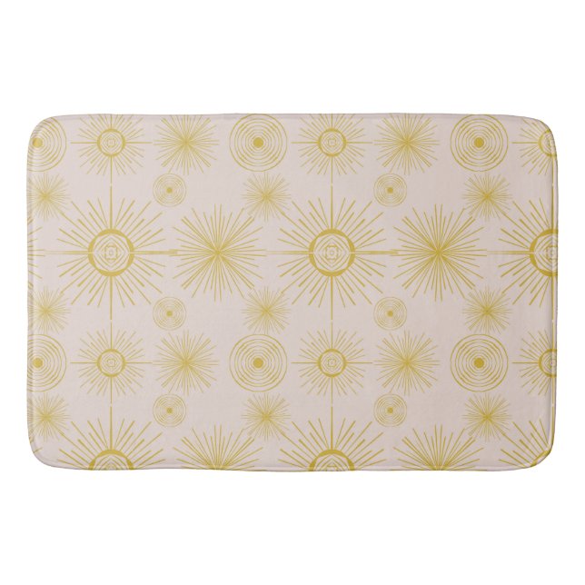 Boho Celestial Sun Stars Ivory Pattern Badematte (Vorderseite)
