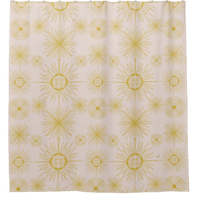 Boho Celestial Sun Stars Ivory Pattern Duschvorhang (Vorderseite)