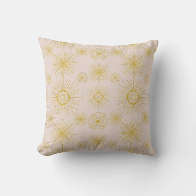 Boho Celestial Sun Stars Ivory Pattern Kissen (Vorderseite)