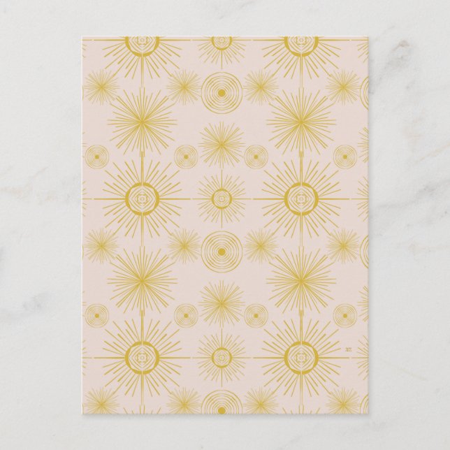 Boho Celestial Sun Stars Ivory Pattern Postkarte (Vorderseite)