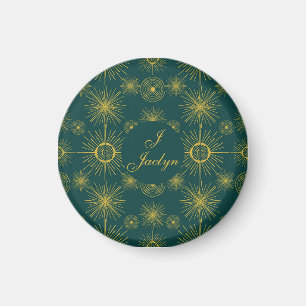 Boho Celestial Sun Stars Personalisiert Aquamarin Magnet