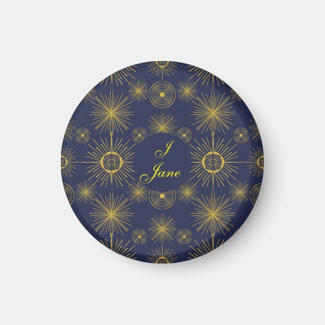 Boho Celestial Sun Stars Personalisiert Blue Magnet (Vorne)