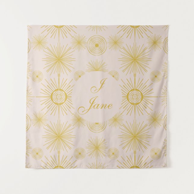 Boho Celestial Sun Stars Personalisiert Ivory Wandteppich (Vorderseite)