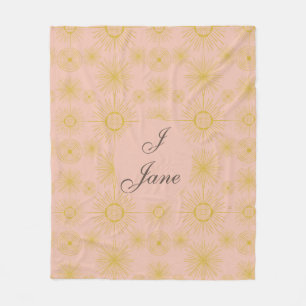 Boho Celestial Sun Stars Personalisiert Pink Fleecedecke