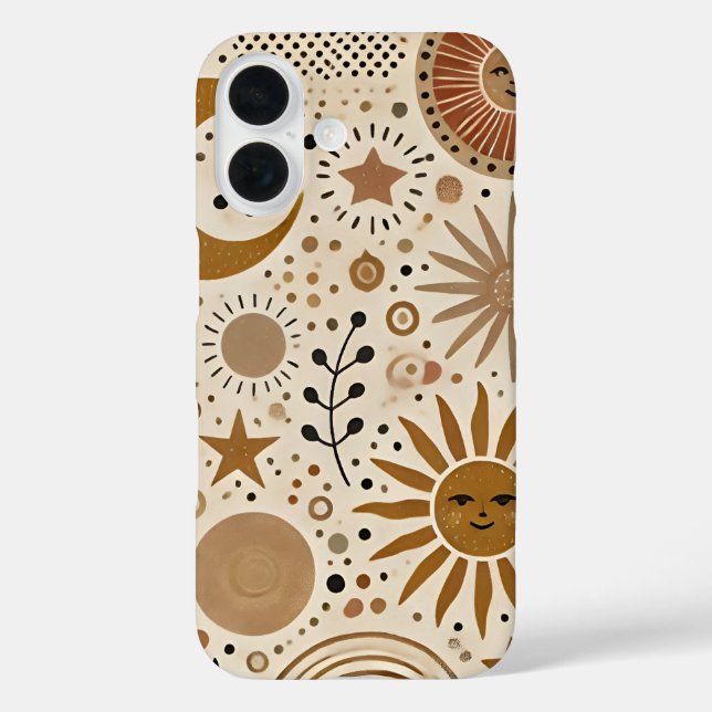 Boho Celestial Sun und Moon Pattern Case-Mate iPhone Hülle (Rückseite)