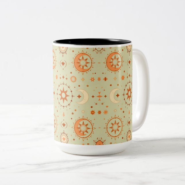 Boho Celestial Tasse | Sonnenstrahlen und Mondlich (VorderseiteRechts)