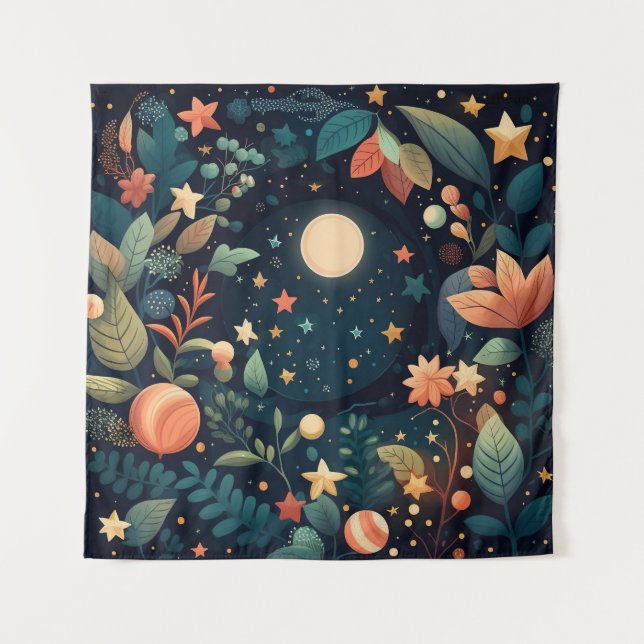 Boho Celestial Wandteppich (Vorderseite)