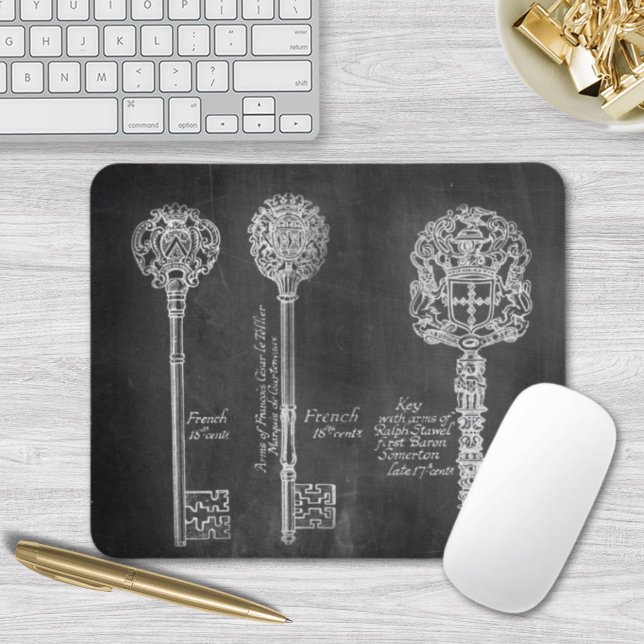 Boho Chalkboard Viktorianische Steampunk-Skelettta Mousepad (boho Chalkboard Victorian steampunk skeleton keys Mouse Pad)